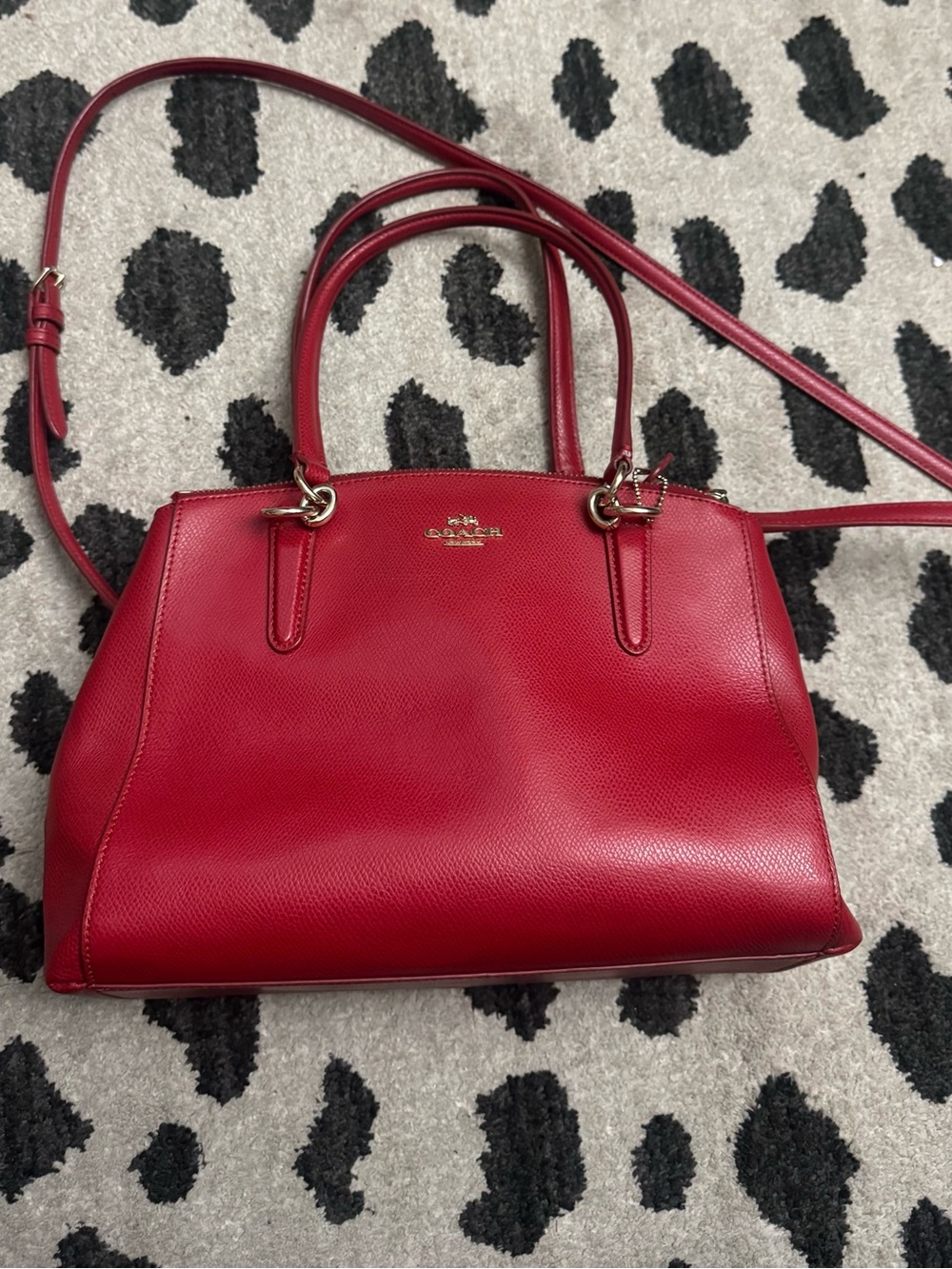 Coach Red Pebbled Leather Satchel with Gold Hardware